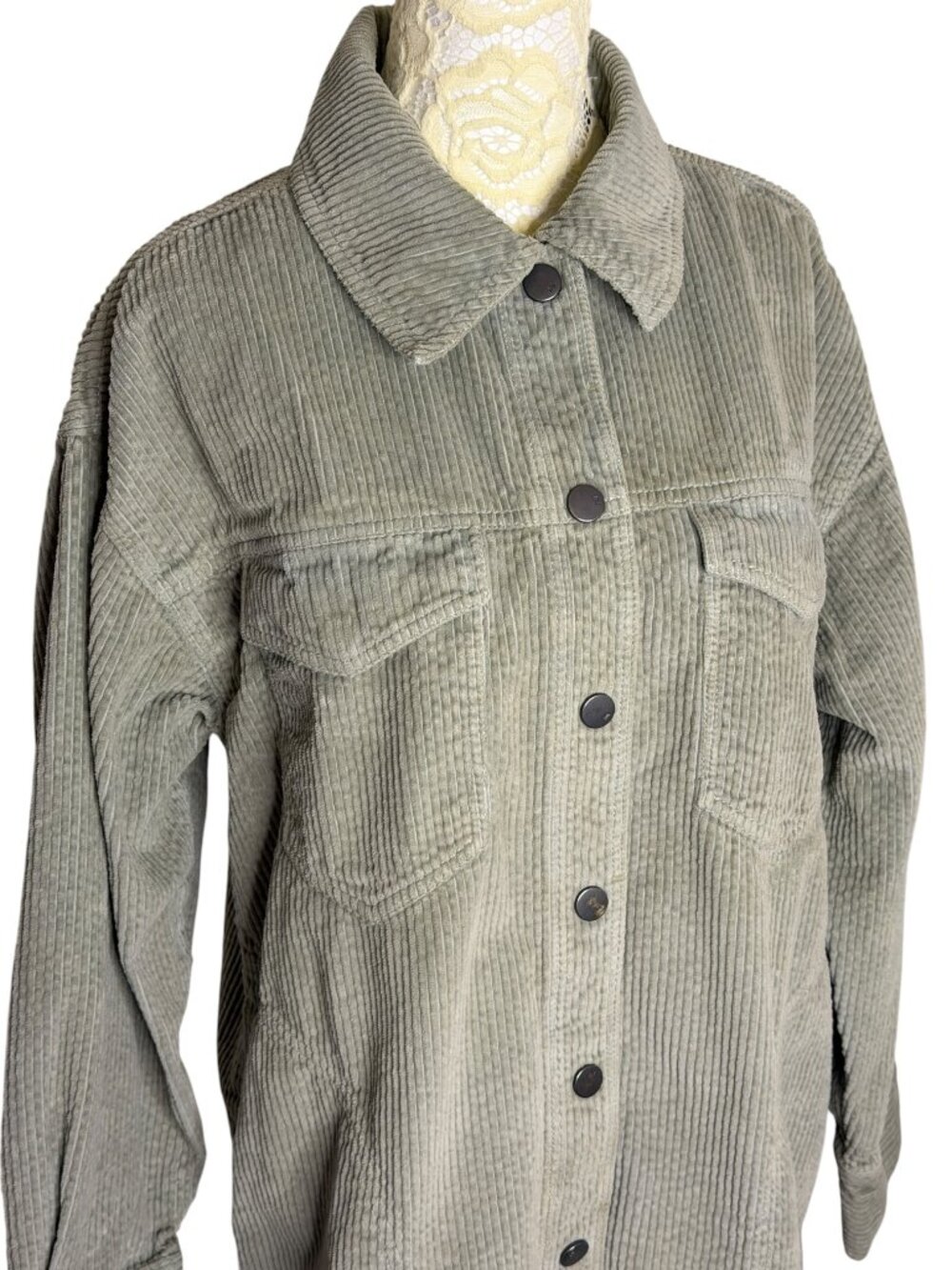 Pilcro Anthropologie The Tillie Relaxed Shacket Corduroy Jacket Gray XS - Picture 6 of 10